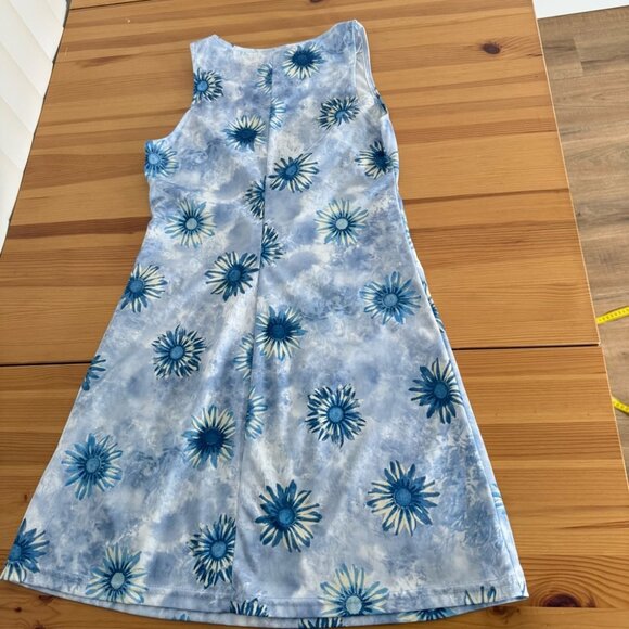 Y2K Blue Floral Mini Dress 90s Boho Fairy Soft Girl Vintage S - Picture 7 of 10